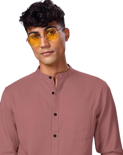Image of BBC - Mandarin Collar Men's Casual Cotton Regular Shirt Every Occasion