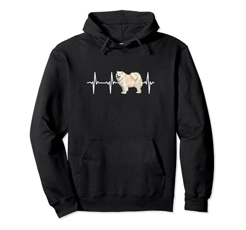 Samoyed Heartbeat Love My Dog Pullover Hoodie, Black