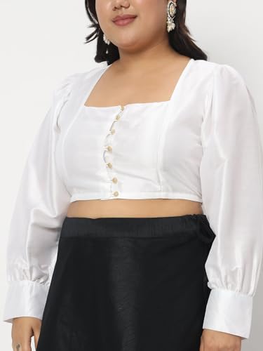 Image of studio rasa Women's Plus Size Chroma Button Down Crop Top for Wedding Festive Party