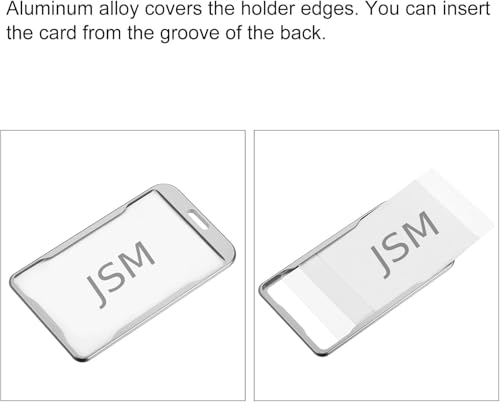 Image of Vertical i- Cards| Hard Metal ID Card Holder /Badge for Office| Compatible with Various Badge Holders, Clips, Lanyards, and Retractable Badge Reels (Pack of 25, Silver)