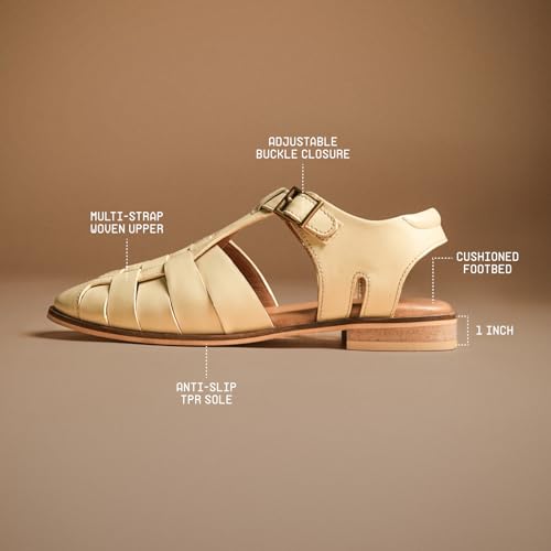 Image of Theater Tourist Woven Sandals for Women | Closed-Toe Fisherman Style | Adjustable Buckle Strap | Casual Everyday Flats