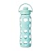 Lifefactory 22-Ounce BPA-Free Glass Water Bottle with Flip Cap & Silicone Sleeve, Turquoise