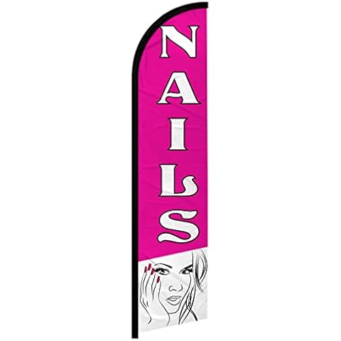 Infinity Republic - Nails Windless Full Sleeve Banner Swooper Flag - Perfect for Businesses, Advertising, Marketing, Nail Salons Cover