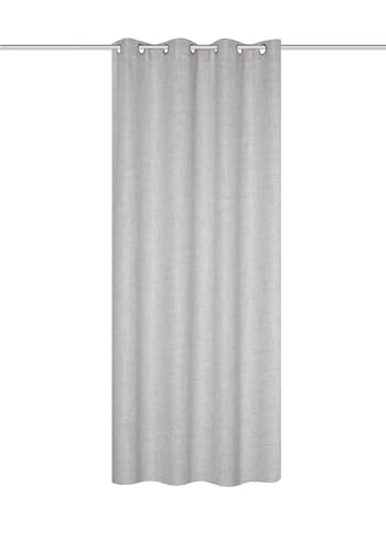 HOME WOHNIDEEN Fertigschal LINORA mit Ösen in Leinenstruktur, Blickdicht, Farbe:grau, Größe:225 x 140 cm, Anzahl:1x