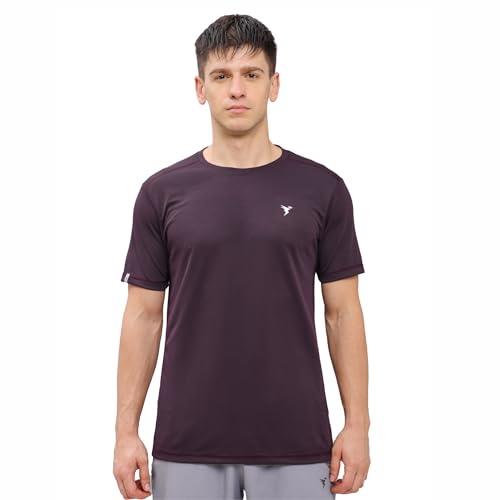 Image of TECHNOSPORT Men's Slim Fit Polyester Activewear Sports T-Shirt with Moisture-Wicking Comfort for Workout, Running & Gym