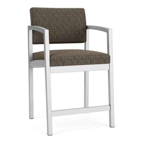 Pemberly Row Reception Waiting Room Healthcare Hip Chair - Silver Steel/Brown