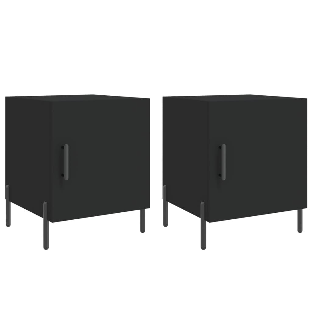 Table de Chevet Noire bois et métal avec rangement pour lit