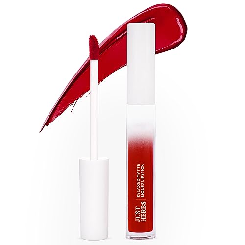 Image of Just Herbs Relaxed Matte Liquid Lipstick Lip colour for Women, Nourishing & Long Lasting Lipsticks 4 ml (Regal Ruby)