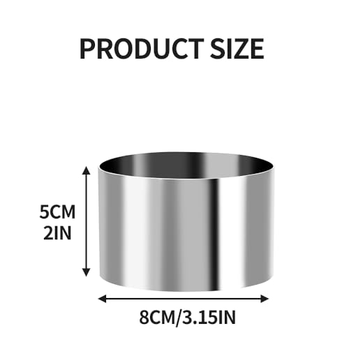 Guowall Cake Rings 8cm/3.15inch, Stainless Steel Cheesecake Mould, Reusable Baking Rings for Mousse Cake Dessert, 4 Pieces