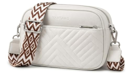 Image of Vantamo Premium Quilted Crossbody Bags for Women with Anti-Pickpocket Clip, Vegan Leather Handbags, Travel Purses for Women