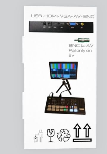 Image of 7-Inch LCD Film Production Monitor with HDMI 4K Pass-Through, 1280x600 Resolution, Table Stand, Sun Shade, Professional 4K Cables, Black, Metal. NO-Sound