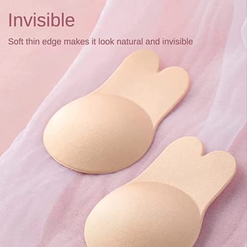Cute Invisible Adhesive Bra Silicone Sticky Bras 2 Pair Push Up Rabbit Breast Lift For Women Backless Strapless (Cd,Black+Nude) #TOP2