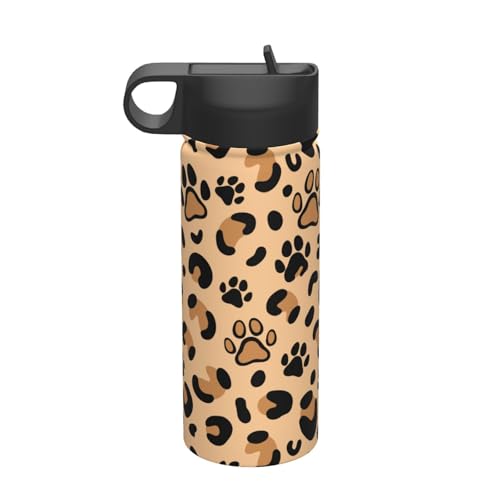 魔法瓶 猫の足跡 ヒョウ柄 豹柄 水筒 530ml タンブラー ステンレスボトル コーヒーカップ ウォーターボトル ストロー付き 大容量 真空断熱 保温保冷 子供 通勤 通学 登山 旅行 スポーツ かわいい おしゃれ プレゼント