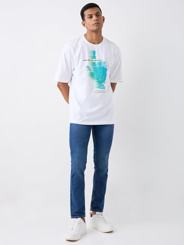 Image of Spykar Men's Oversized Round Neck Half Sleeve Solid Casual T-Shirt