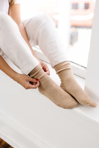 Image of MELUSA Wool Cashmere Socks for Women, Super Soft Warm Cozy Winter Gift Crew Socks