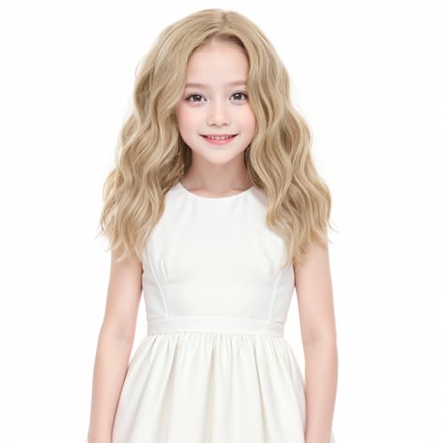 MEDO Blonde Wig Kids Child Wig Short Wavy Curly Wig Flaxen Blonde Wig Synthetic Girls Wig Cosplay Halloween Party Costume Wig (Flaxen Blonde)