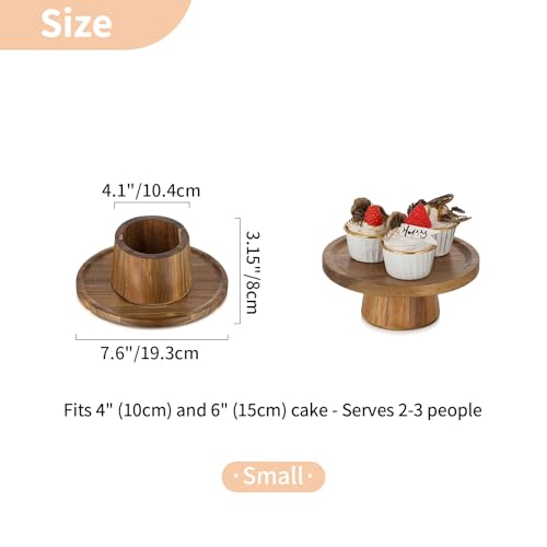 NUPTIO Wood Cake Stand Cupcake Stand: Small Round Cake Display Holder 7.6 Inch Pastry Stands Muffin Snack Platter for Kitchen Wedding Reception Bakery Baby Shower Graduation Dessert Table- 6 Inch Cake by NUPTIO - Image 5