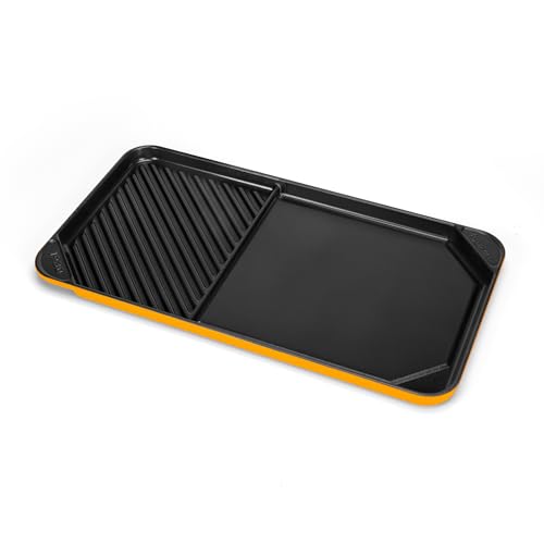 Image of All American 1930 - Ultimate 60 /40 Griddle with Ceramic Non-Stick Coating - Mustard Yellow - Durable & PFAS Free - Indoor Griddle for Easy Prep, Cooking, & Cleaning - Made in the USA
