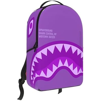 حقيبة ظهر Sprayground Shark Central، 18x6x11.5، أرجواني، للجنسين، جلد صناعي، متعددة المقصورات، إصدار محدود، مقاومة للماء