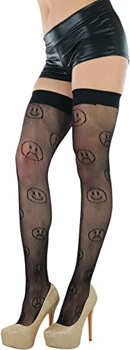 Image of ToBeInStyle Women's Sexy Nylon Versatile Fine Fishnet Thigh High Stockings w /Opaque Band