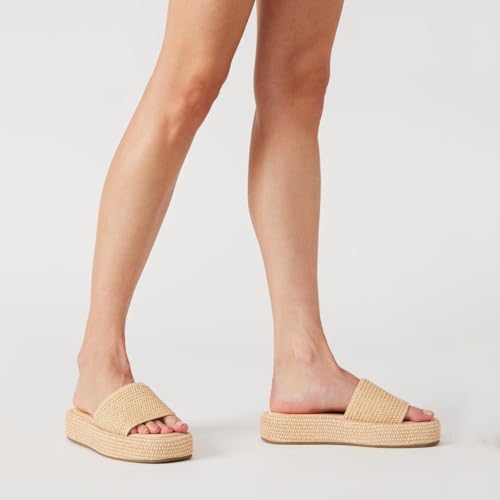 Image of EQAUDES Platform Sandals Women Slip on Espadrille Wedges Slides Bohemia Sandals Flatform Open Toe Beach Sandals
