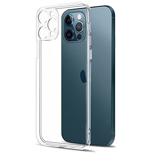 Image of WOW IMAGINE Crystal Clear Transparent Back Case Cover Compatible Apple iPhone 12 Pro | Full Device & Camera Protection Shockproof TPU Silicone Back Cover Case - Transparent