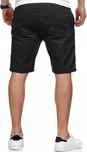 Image of Men's Cotton Casual Shorts |Knee Length Regular Fit Half Pant for Men| Elastic Waist with Drawstring | Regular Fit Shorts | Bermuda Shorts for Men | Lightweight Perfect for Workout, Beach & Summer