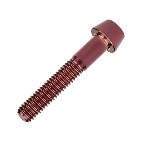 Image of Titanium Ti Bolt M5x9 16 18 20 25 30 35 40 45 50 55 60mm Tapered Head Screws Pack of 4 (M5x35mm, Burgundy)