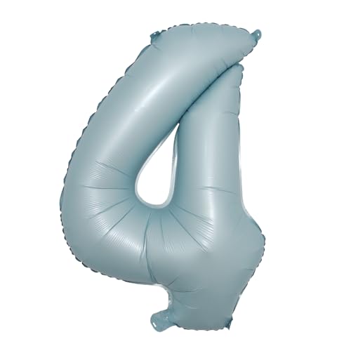 32Inch Medium Matt Baby Pink Blue Foil Helium Number Balloon 0-9 Happy Birthday Wedding Party Decorations (32 inch Baby Blue 4)