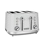 Morphy Richards Vector 4 Slice Toaster, High Gloss Geometric Design, Defrost and Reheat, Variable Width Slots, Removeable Crumb Tray, White, 248134