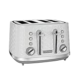 Morphy Richards Vector 4 Slice Toaster, High Gloss Geometric Design, Defrost and Reheat, Variable Width Slots, Removeable Crumb Tray, White, 248134 - Image 1