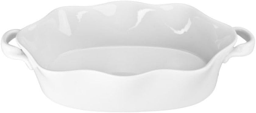 BIA Cordon Bleu Wavy Collection 86-Ounce Oval Baker with Handles, White