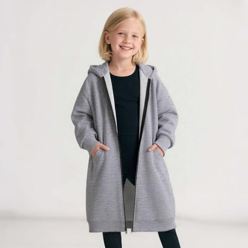 Girls Zip Up Hoodies Oversized Long Hooded Jacket Long Sleeve Sweatshirts Casual Loose Coat 2025 Fall Hoodie with Pocket3