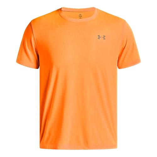 Under Armour Men's Launch Short Sleeve, Soft and Lightweight Men's T-Shirt, Essential Running Top with Reflective Detailing for Visibility,Squad Orange / / Reflective,LG