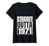 Photo Gallery donna straight outta 1971 retro idea born in 1971 vintage birthday maglietta con collo a v Photo Gallery donna straight outta 1971 retro idea born in 1971 vintage birthday maglietta con collo a v