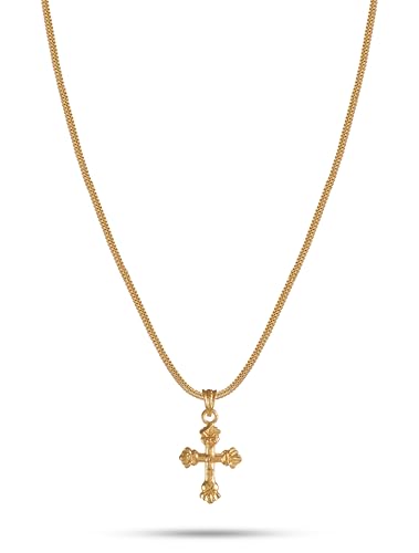 Image of CUTE GOLD One Gram Micro Gold Plated Men Style Lord Jesus Cross Pendant Chain For Mens And Womens (18 inch)(DC-1133)