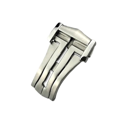 INANIR Hebilla de reloj de despliegue puntiagudo de 18 mm y 20 mm para correa de cuero de goma Omega, cierre de mariposa de acero inoxidable de oro rosa negro, Punta plateada, Taille uniqu