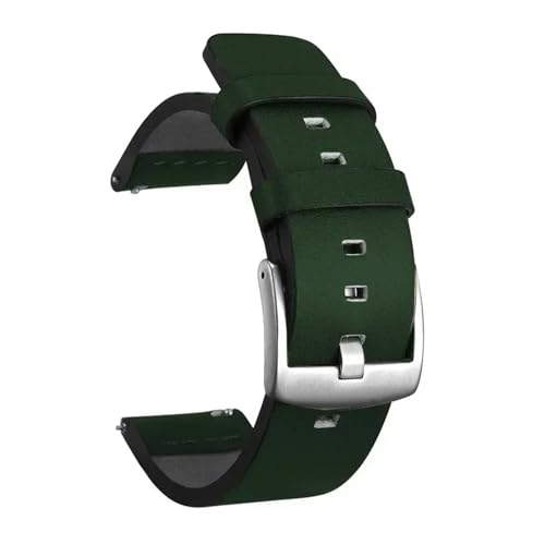 [KKTHRFFKK] 20mm 22mm Watch Band Quick Release Leather Strap 44mm 18 24mm(Green Silver,18mm)