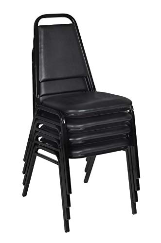 Regency 8029 Stackable Cushioned Restaurant Chair – Commercial Vinyl Dining & Event Seating, Steel Frame, Comfortable Easy‑Clean Restaurant Chair for Banquets, Cafeterias & Hospitality – Black –