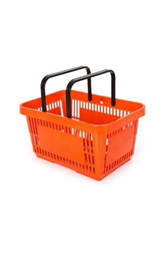 22 L Plastik Market Alışveriş Sepeti Saplı Dayanıklı Profesyonel Market Mağaza El Sepeti (5, Turuncu)