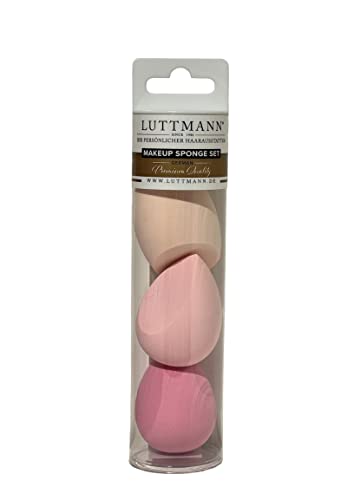 LUTTMANN® Make Up Sponge Set - 3 Pack (1 x 3 Pieces) Beauty Foundation Blender Sponge Dry & Wet Applicable, Latex-free and Washable - Image 2