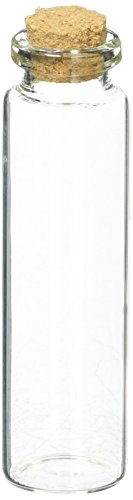Set of 24 Mini Tall Clear Slender Glass Bottles with Corks for Favors, Crafting and Creating