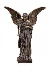 Preisvergleich Produktbild Engel mit Rose Statue - Angelo Rosa / Bronze