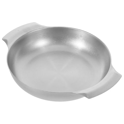 Anneome Olla de Acero Inoxidable Retro con Doble Asa para Cocinar Ramen Arroz al Horno y Parrilla Cacerola Multifuncional para Pasta y Paella Estilo Japonés