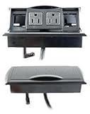 Byrne, Table or Desk Mini-Port Power and Data Center, Color: Matte Black, Material: Molded Plastic, Dimensions: Above Desk; 3