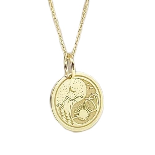Collier lune et soleil en argent sterling plaqué or 24 mm chic LKBEADS