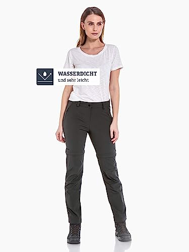 Schöffel Damen Pants Ascona Zip Off, leichte und komfortable Damen Hose mit optimaler Passform, flexible Outdoor Hose für Frauen, asphalt, 38