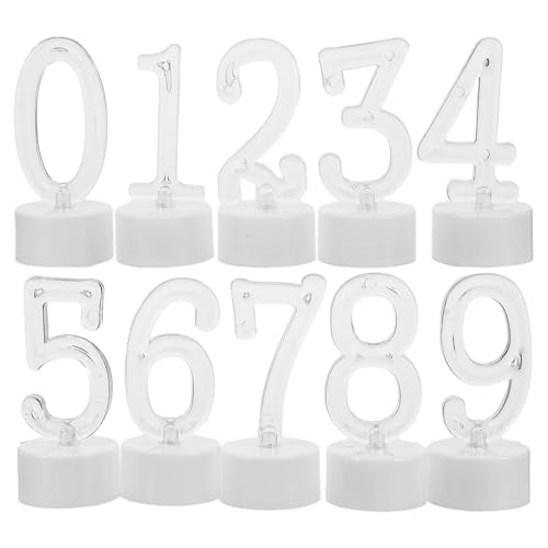 Gatuida Lot de 10 Bougies LED d'anniversaire - Chiffres de 0 à 9 sans Flamme pour gâteaux - Bougies votives LED sans Flamme à Piles pour fêtes d'anniversaire