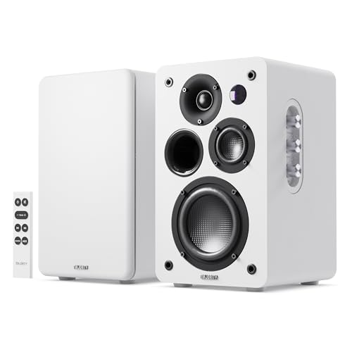MAJORITY D100X Lautsprecher Boxen Bluetooth 5.3 | 100W Dreifach-Carbonfaser-Treiber PC Lautsprecher | Aktivlautsprecher HDMI ARC | Regallautsprecher mit RCA, Optich, Phono & AUX (Weiß)