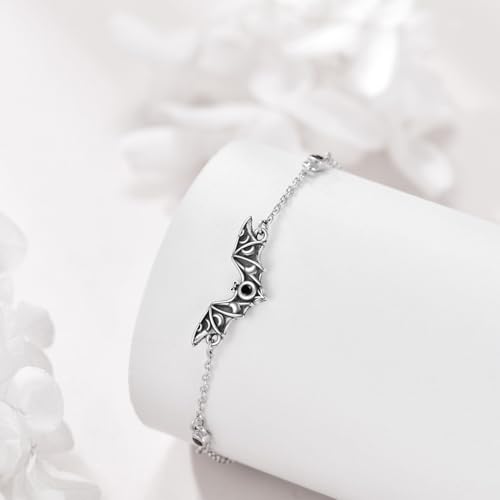 URONE Bat/Cat Bracelet 925 Sterling Silver Animals Bracelet Bat/Cat Jewelry Gifts for Women4